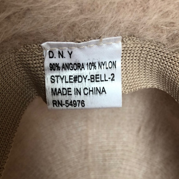 DNY Angora Rabbit Hair Cream Natural Bucket Hat